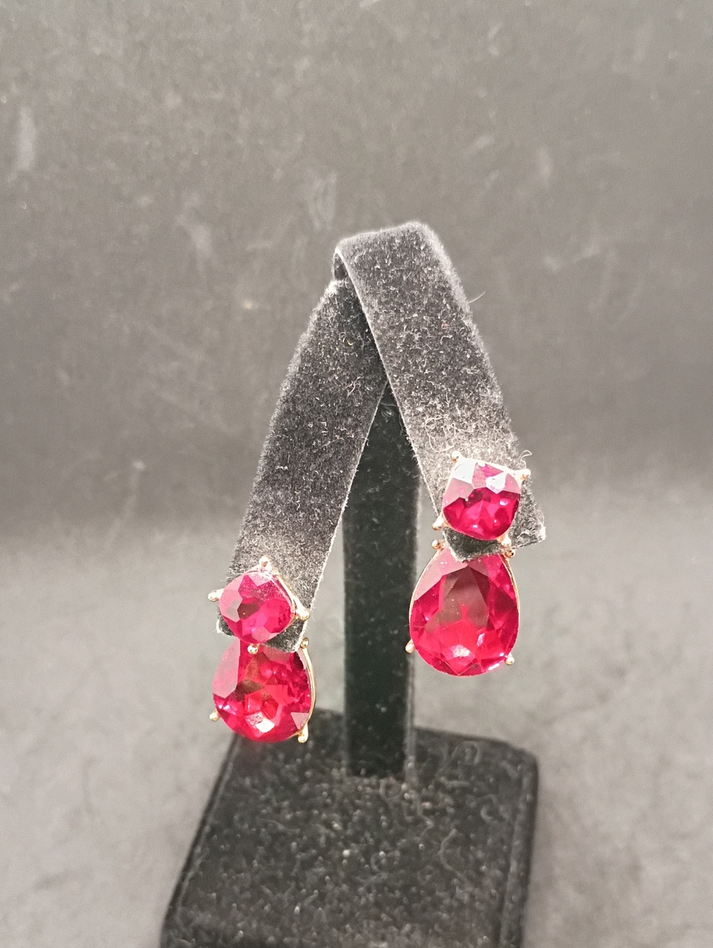 Red Teardrop Crystal Drop Earrings for Women